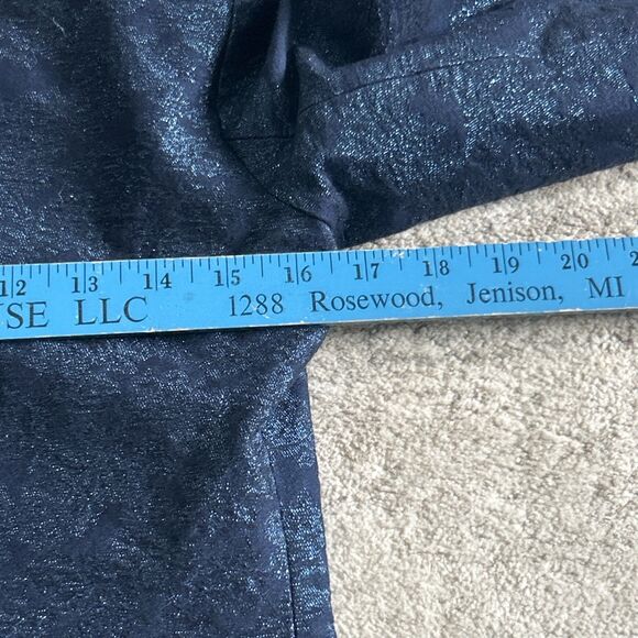 J Brand Layla Blazer Jacket Womens Small Navy Floral Jacquard Metallic Holiday - Picture 10 of 14